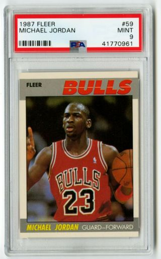 1987 Michael Jordan Fleer Psa 9 59 Nq Hof 2nd Year Bulls 87 Vintage Rare
