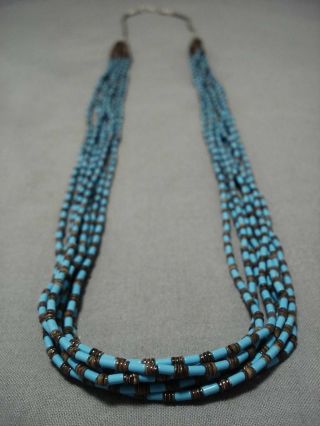 Vintage Navajo Sky Blue Turquoise Sterling Silver American Necklace