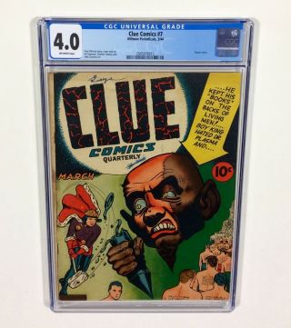 Clue Comics 7 Cgc 4.  0 (classic Cover,  Very Rare Comic Book) Mar.  1944 Hillman