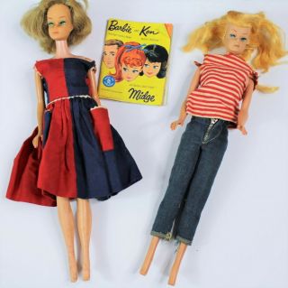 Vintage Mattel Barbie Swirl Ponytail American Girl Dolls 1968 Made In Japan