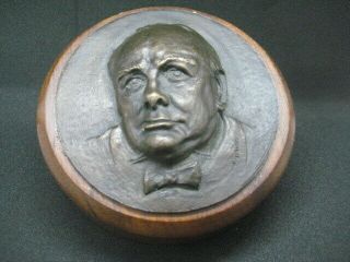 Winston Churchill Vintage Bronze Medal / Plaque By Jack Staloff N.  Y.  Signed Vgc