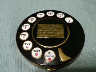Vintage Black Telephone Rotary Dial Powder Compact: Southwestern Bell Telephone