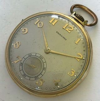 Antique 14 Karat Gold Filled 1946 Hamilton Hand Winding Pocket Watch Cal.  917