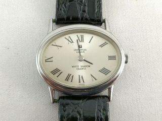 Vintage Universal Geneve White Shadow Quartz Watch Running