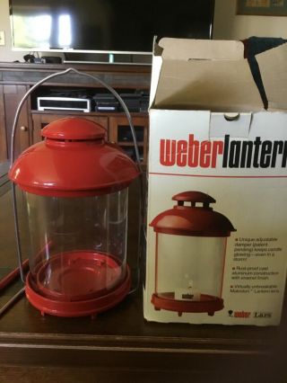 Vtg Weber Red Lars Lantern - Box,  Stake,  Handle,  Hook Buyer Pays No Ret