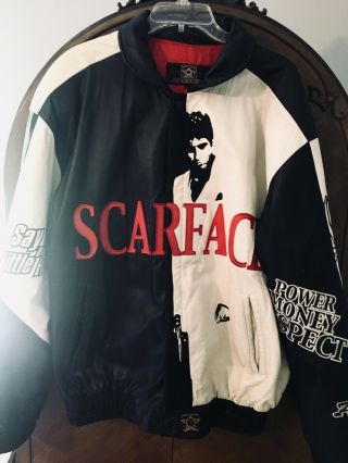 Vintage Scarface Leather Jacket Mens Size Xl