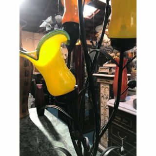 Bronze Table Lamp w/ Hand - Blown Glass 6