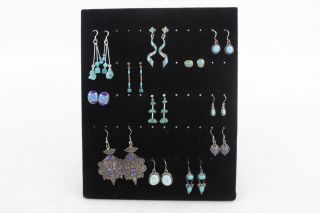 12 X Vintage.  925 Sterling Silver Turquoise & Lapis Earrings Inc.  Navajo (70g)