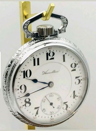 Stunning 1914 Hamilton 992 16s 21j Railroad Pocket Watch Salesman Case Accurate