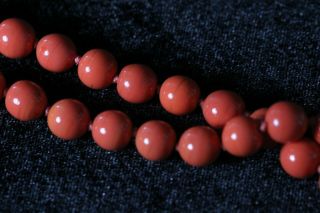 Vintage Panetta Simulated Coral Color Double Strand Beaded Necklace & Clasp 7