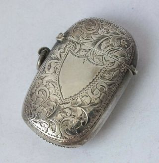 Pretty Antique Hand - Engraved Solid Sterling Silver Vesta Case 1903/ L 5.  2 Cm