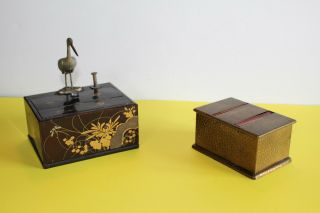 Two Vintage Cigarette Dispenser,  One With Match And Cigarette Dispenser