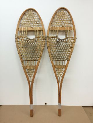 Old Antique Vintage Indian Made 12 " X 43 " Snowshoes For Decor Or Arts And Craft