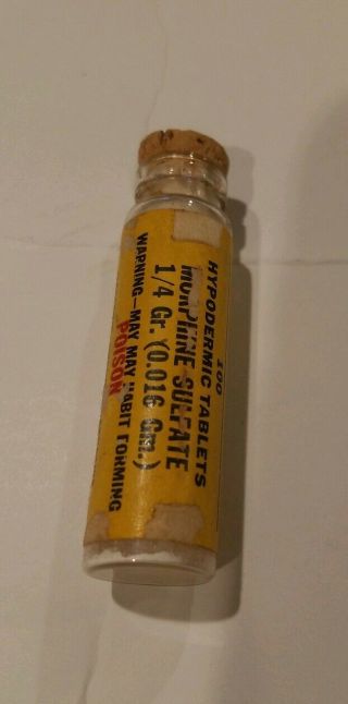 Antique Medicine Bottle Morphine Sulfate Hypodermic Tablets Massengill Co.