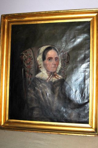 Old Master ANTIQUE 19c PORTRAIT OF AN OLD WOMAN Oil on Canvas Painting 2