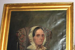 Old Master ANTIQUE 19c PORTRAIT OF AN OLD WOMAN Oil on Canvas Painting 3