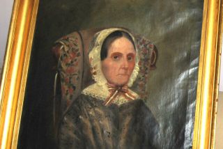 Old Master ANTIQUE 19c PORTRAIT OF AN OLD WOMAN Oil on Canvas Painting 4