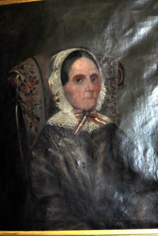 Old Master ANTIQUE 19c PORTRAIT OF AN OLD WOMAN Oil on Canvas Painting 6