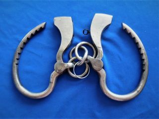 Antique 1862 Tower Bottom Edge Western Marshal Prison Handcuffs Leg Irons W Key