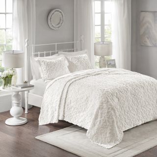 Ultra Soft Xxl White Vintage Cottage Chic Shabby Bedspread Quilt Set