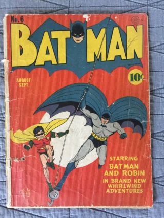 Rare 1941 Golden Age Batman 6 Classic Cover