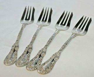 (4) Antique Dominick & Haff Repousse Art Nouveau Sterling Silver Forks 101g 10 2