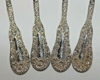 (4) Antique Dominick & Haff Repousse Art Nouveau Sterling Silver Forks 101g 10 3