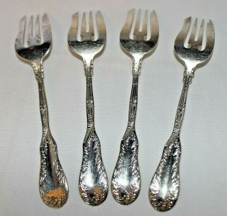 (4) Antique Dominick & Haff Repousse Art Nouveau Sterling Silver Forks 101g 10 4