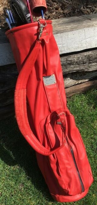 Mackenzie Walker Red Leather Golf Bag.  Awesome Vintage Carry Bag
