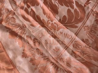 Vintage Damasco A Mano S.  Leucio Pink Silk Bedspread 4