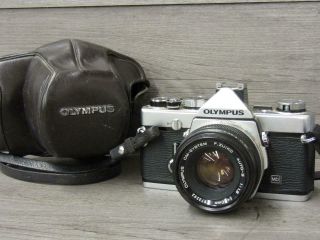 Vintage Olympus Om1 35mm Slr Film Camera W Zuiko 50mm 1.  8 Lens Case