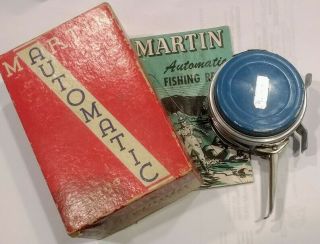 Rare Vintage Near Vintage " Martin No.  " 8a " Auto Fly Fishing Box & Insert