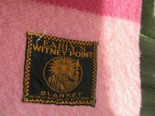 VINTAGE EARLY ' S WITNEY POINT WOOL BLANKET 70 X 86 PINK RASPBERRY 4 POINT ENGLAND 2