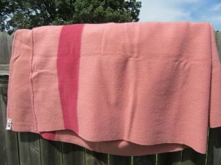 VINTAGE EARLY ' S WITNEY POINT WOOL BLANKET 70 X 86 PINK RASPBERRY 4 POINT ENGLAND 4