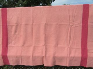 VINTAGE EARLY ' S WITNEY POINT WOOL BLANKET 70 X 86 PINK RASPBERRY 4 POINT ENGLAND 5