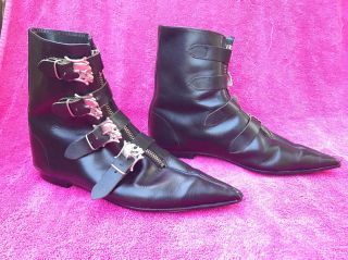 Vintage Goth Death Rock Punk Skull Leather Boots 80s England Rozz