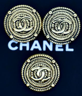 Chanel Buttons Vintage Cc Logo 1 Inch 25 Mm Set Of 3