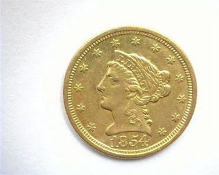 1854 - O Liberty Head $2.  5 Gold Quarter Eagle Uncirculated,  Rare In Unc