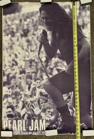 Pearl Jam Eddie Vedder Poster Vintage 1992 Magnusson Park Rare 36 " X 24 "