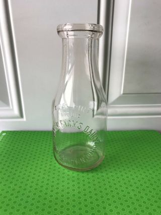 Vintage One Pint Milk Bottle - Miami Farms Dairy.  Middletown,  Ohio