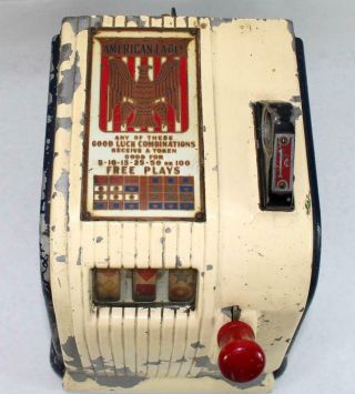 Vintage American Eagle 1 Cent 3 Reel Slot Machine Trade Stimulator 4