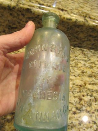 John Ryan Citrate Of Magnsia Aqua Savannah Ga Soda Bottle Rare