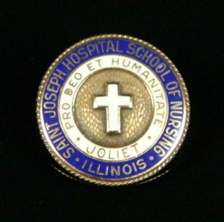Vtg 10k Gold St Joseph Hospital School Nursing Illinois Pin Medical Memorabilia