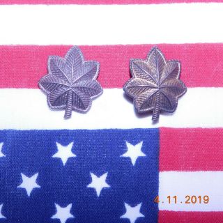 Pair Wwii Shold - R - Form Sterling Silver Us Army Major Rank Oak Leaf Pin 8 Gr.  925