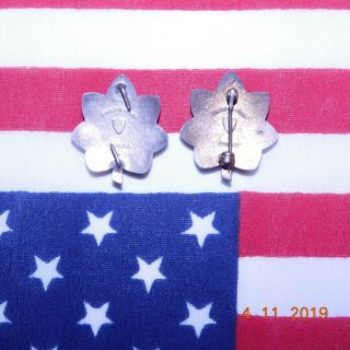Pair WWII Shold - R - Form Sterling Silver US Army Major Rank Oak Leaf Pin 8 GR.  925 2