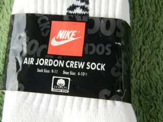 Vintage NOS Nike Swoosh Air Jordan Crew Socks Black/White Estate Find 2