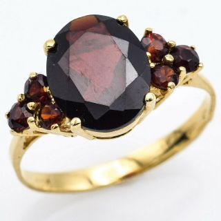 Vintage 18k Yellow Gold 2.  75 Tcw Garnet Band Ring 2.  7 Grams