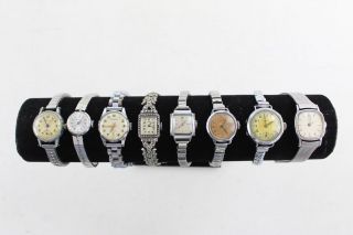 8 X Vintage Ladies Wristwatches Hand - Wind Inc Helvetia,  Vidor Etc