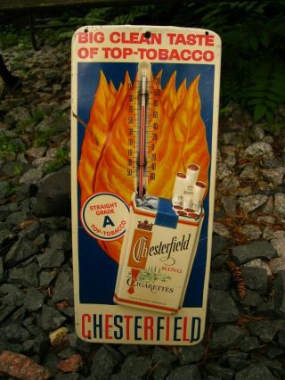 Vintage 1950,  S Embossed Metal Chesterfield Cigarette Thermometer
