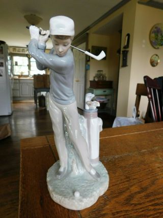 Vintage Retired Lladro 4824 Large 11 " Male Golfer Figurine